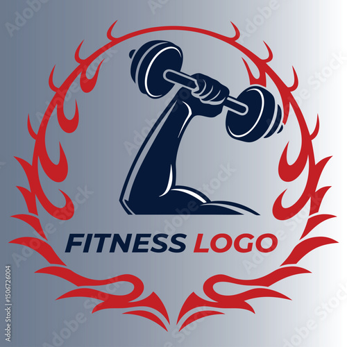 Fitness gym logo,Set of monochrome concept composition for sport gym, fitness bodybuilding. Design elements for emblem, print, badge, label in vintage style. Vector illustration.