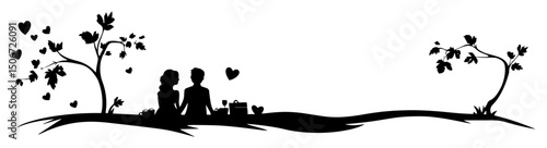 couple under tree in love creative vector representation