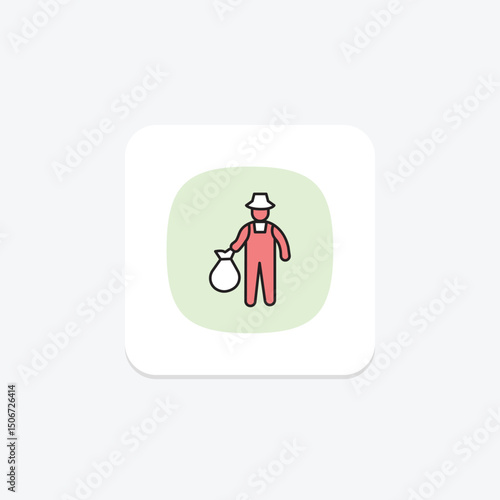 Farmer With Compost Bag, vector, pixel perfect, illustrator file