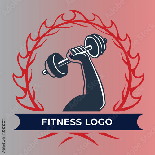 Fitness gym logo,Set of monochrome concept composition for sport gym, fitness bodybuilding. Design elements for emblem, print, badge, label in vintage style. Vector illustration.