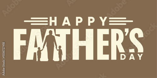 Minimalist Father’s Day Banner with Family Illustration