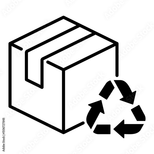 sustainable packaging conceptual icon, featuring a package with a recycle sign