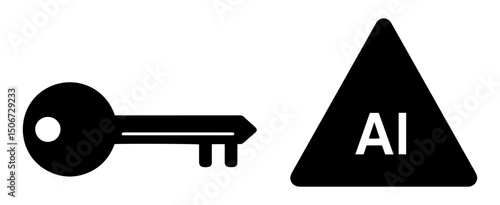 artificial intelligence symbol and key icon – black vector graphic