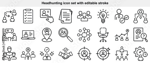 Executive Headhunting and Recruitment Line Icons