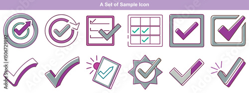 Approval Checkmark Icons Set Vector Design