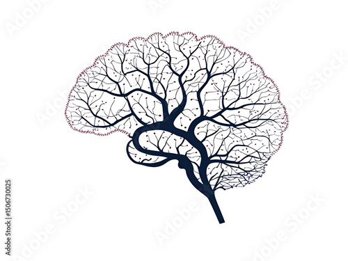 An abstract neuron network forming a brain silhouette