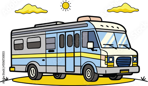 Elegant rv camper van illustration against a simple background