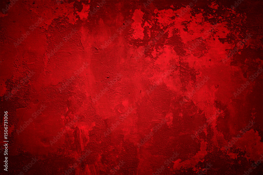 Fototapeta premium Red brush grunge on the wall Background