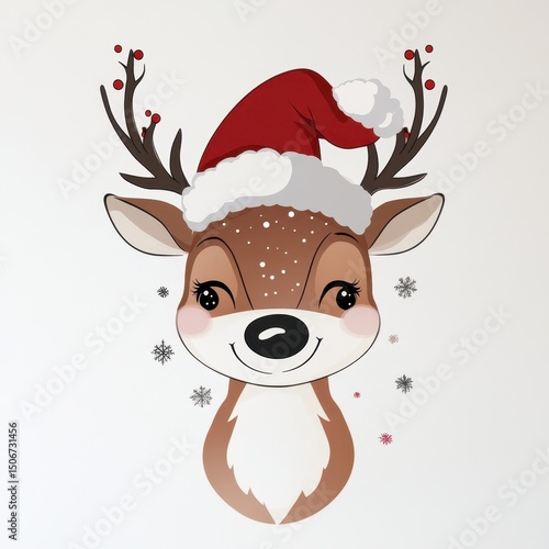 Cute Christmas Reindeer Illustration: Festive Holiday Character Art for Kids Decor
