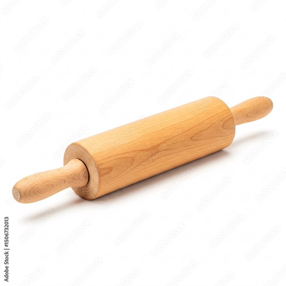 A wooden rolling pin, isolated on a white A wooden rolling pin, isolated on a white
