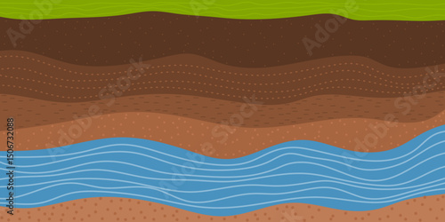 Geological subsurface. Layered soil and groundwater	
