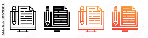 Blogging Multi Style Icon Set Vector 