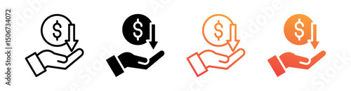 Economic Crisis Multi Style Icon Set Vector 
