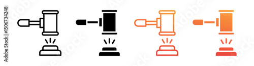 Auction Multi Style Icon Set Vector 