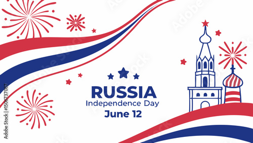 Russia independence day celebration banner or poster vector template design