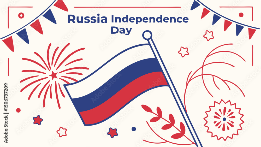 Obraz premium Russia independence day celebration banner or poster vector template design