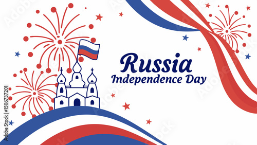 Russia independence day celebration banner or poster vector template design