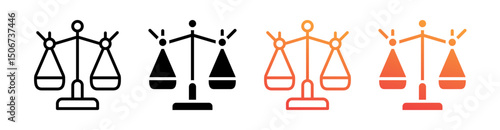 Justice Scale Multi Style Icon Set Vector 
