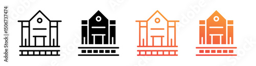 Train Station Multi Style Icon Set Vector 