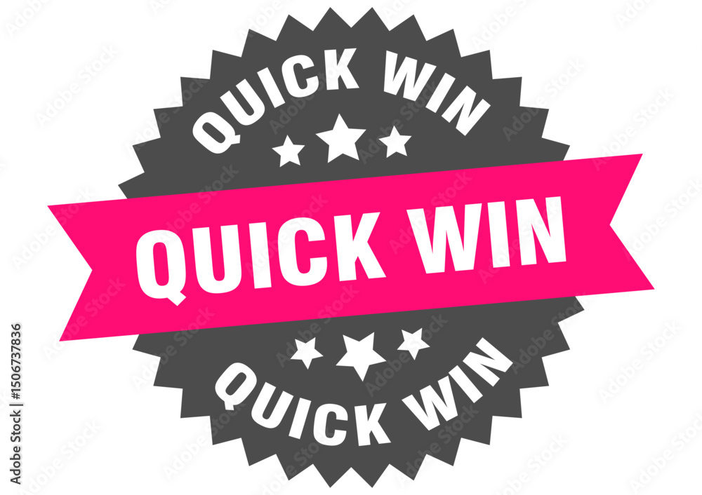 Fototapeta premium quick win. quick win round pink label isolated on transparent background