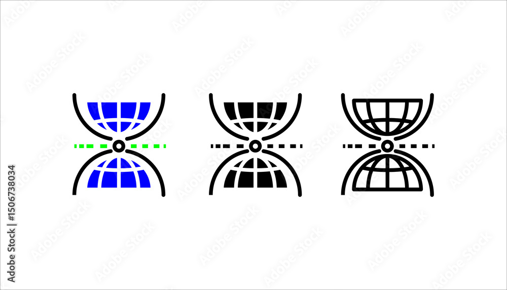 Obraz premium Multiverse icon. Worlds positioned parallel to each other. Outline style. Isolate on white background.