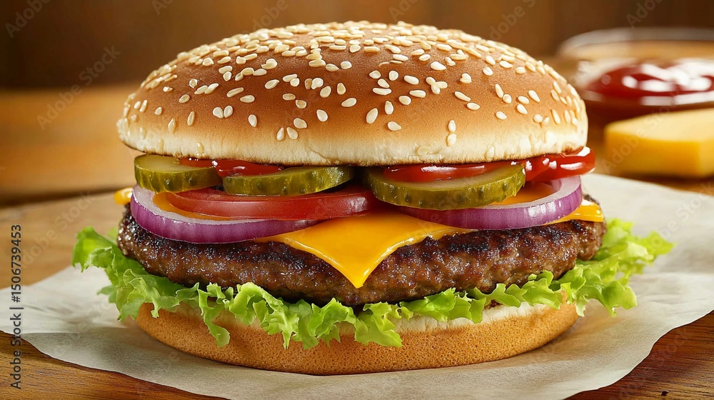 Classic Cheeseburger with Fresh Toppings Classic Cheeseburger with Fresh Toppings