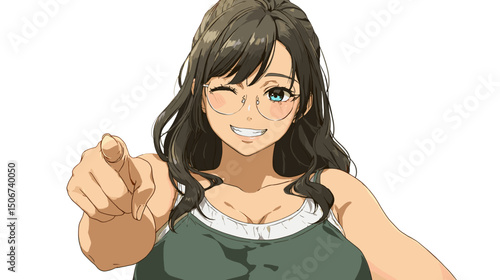 微笑むぽっちゃり女子の魅力的なベクターイラスト