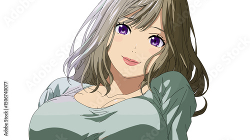 微笑むぽっちゃり女子の魅力的なベクターイラスト