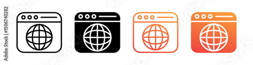 Internet Browser Multi Style Icon Set Vector 