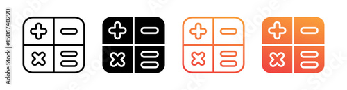 Calculator Multi Style Icon Set Vector 