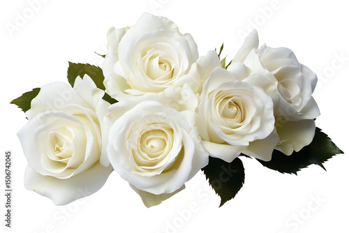 white roses bouquet isolated on white background.