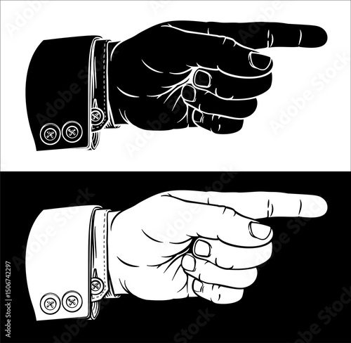 Hand Pointing Finger Etched...