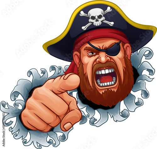 Pirate Captain Angry Mascot...