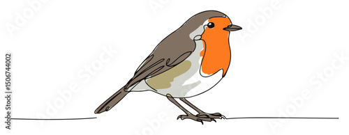 robin bird – minimal animal outline vector