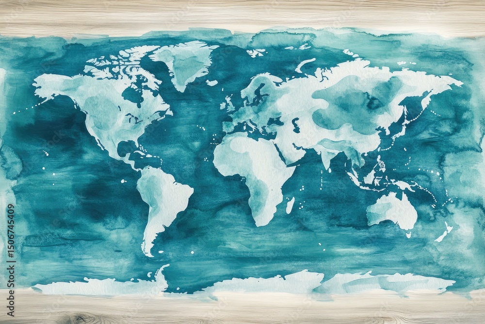 Fototapeta premium Watercolor World Map