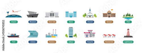 color building icon set