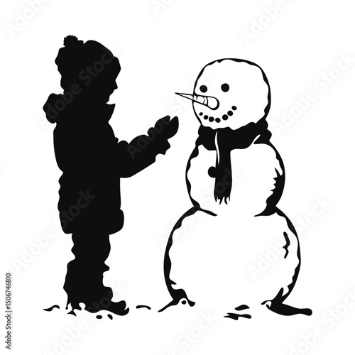 A person making a snowman is a trend-friendly silhouette that works great with seasonal collections, festive themes, and social media content