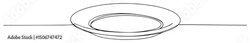 minimalist line art kitchen plate vector illustration
