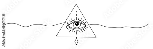 minimalist line art all seeing eye symbol vector illustration