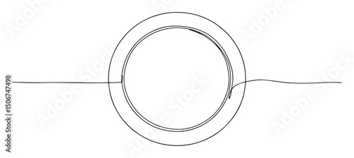 minimalist line art top view plate vector illustration