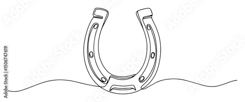 minimalist line art horseshoe symbol vector illustration