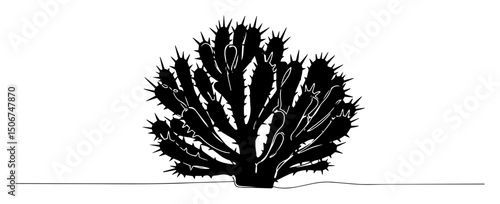 dark silhouette of bushy cactus vector illustration