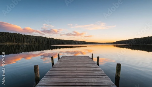Wallpaper Mural Serene Sunset at the Lake Dock Torontodigital.ca