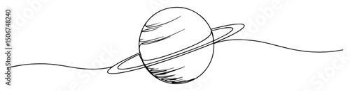 single ringed planet minimalist space vector illustration