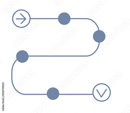 Road map product development chronology plan, strategy direction icon. Simple line process timeline procedure.