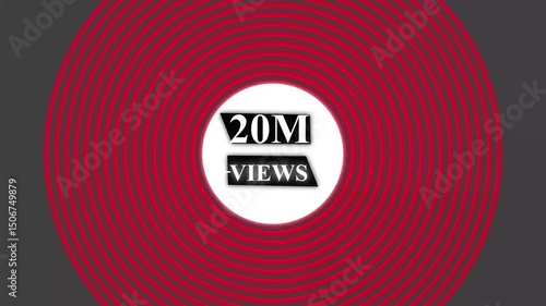  Text 20M +views On radio waves Background Animation icon. Viral Social Media Video Views Milestone Label for YouTube, Instagram, TikTok, Facebook Promotions.