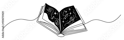 open book with cosmos and music symbols vector