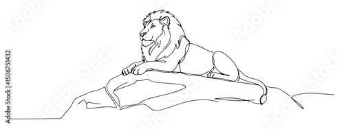 lion resting on rock savannah sketch vector