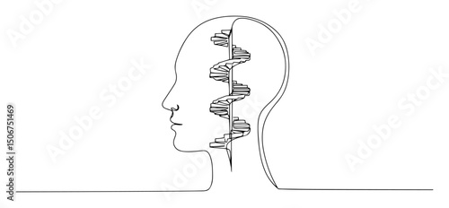 head with spiral stairs concept idea line sketch