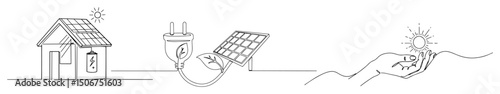 solar energy powering home and devices concept